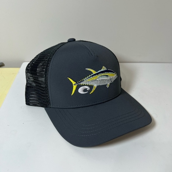 New Without Tags Costa Del Mar Gray Fish Embroidered Hat Cap - Picture 1 of 7